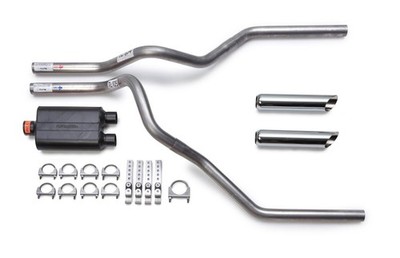 96-99 GMC Sierra Flowmaster Super 44 Mandrel Dual Truck Exhaust Kit Chrome Tips