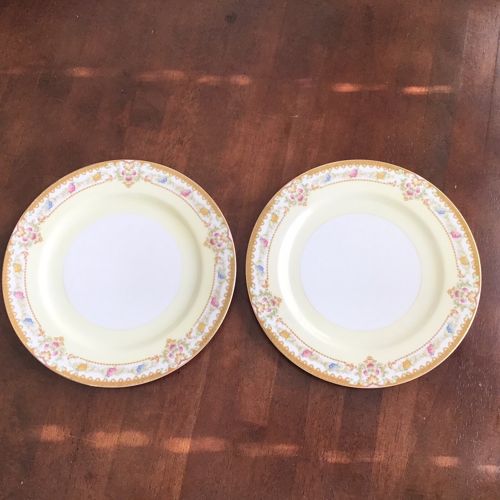 VINTAGE MEITO FANTASY FLORAL PATTERN Dinner Plate Serving Set Of 2 MINT RARE