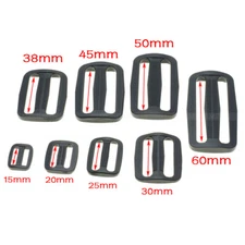 Plastic Slider Tri-Glide Adjust Buckles Backpack Straps Webbing 15mm~50mm Black