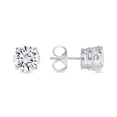 2 Kt Runde Ohrringe Ohrstecker Lab-Made Diamant Weißgold Vergoldet 925 Sterling Silber