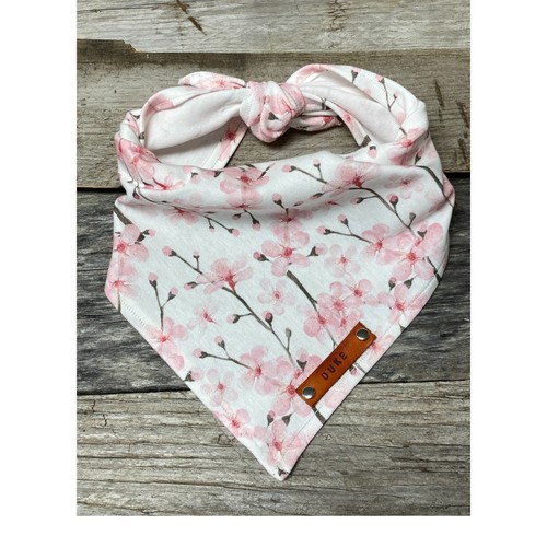 Dog Bandana, Cherry Blossom, Dog Bandana, Traditional Tie, Personalized Leather - Picture 1 of 8
