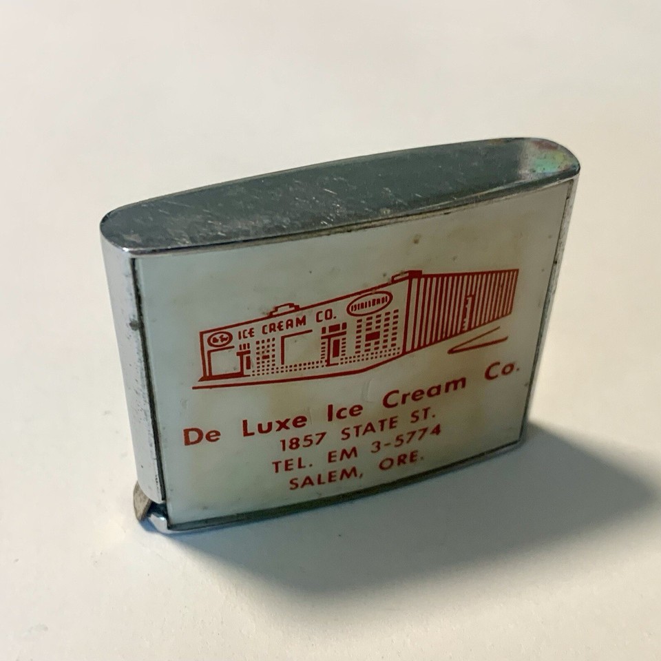 Vintage Barlow Advertising Tape Measure De Luxe Ice Cream Co. Salem
