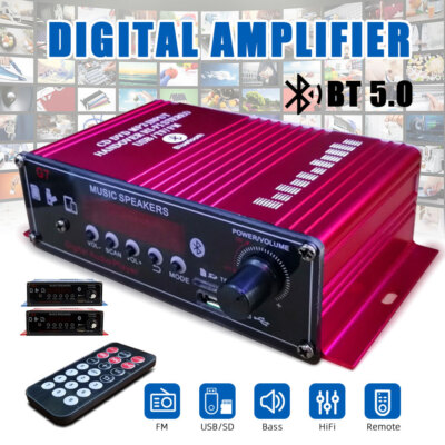 Digital Power Amplifier 2 Channel bluetooth 5.0 Stereo Audio Home FM with Remote