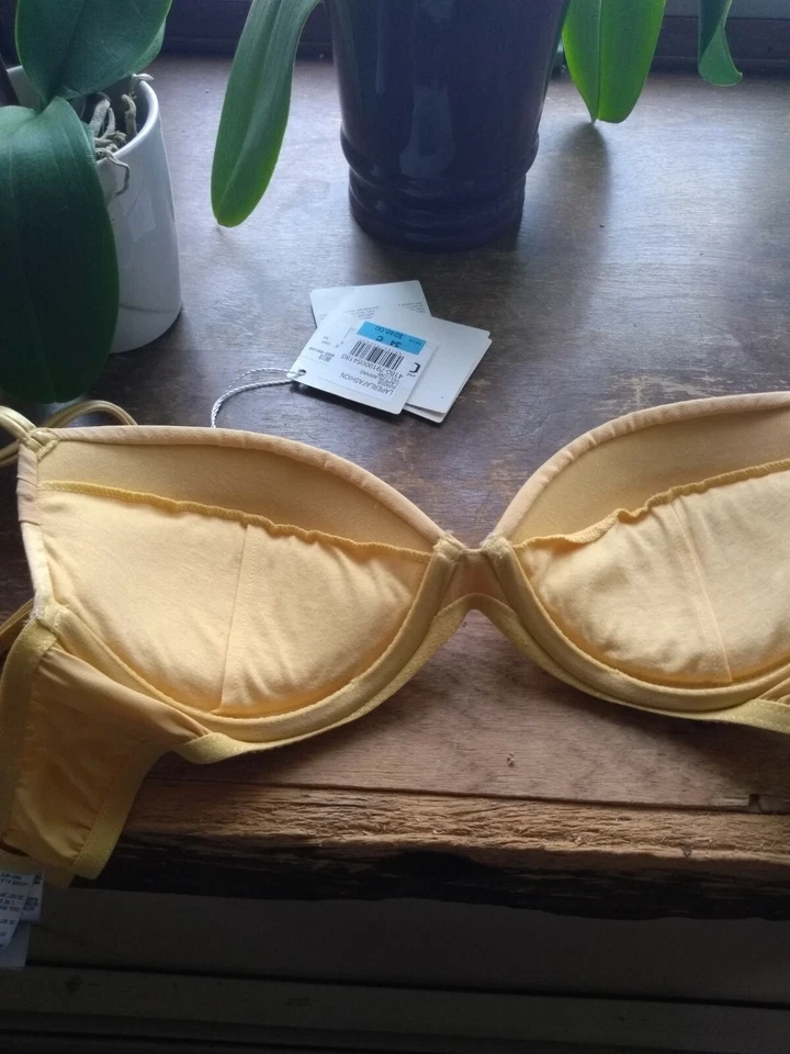 Sutiã La Perla moda seda tamanho 34 C amarelo push-up - Imagem 4 de 4
