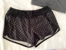 Roadrunner Sports M Black Polka Dots Shorts hidden zip pocket , built in briefs