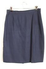 Vtg 90s Talbots 14P Navy Blue Viscose Linen Pencil Suit Skirt