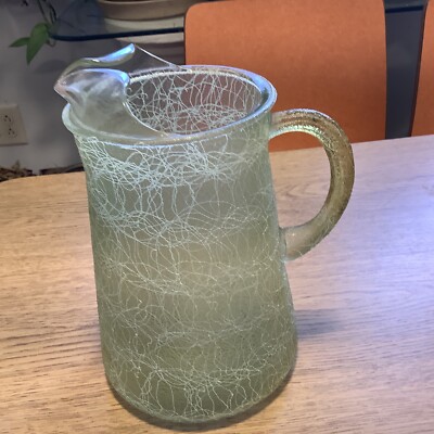 Vintage Spaghetti String Pitcher Mid Century Rubberized String Coating 9.5''