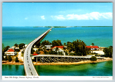 1960s Seven Mile Bridge Overseas Highway Florida Vintage Postcard