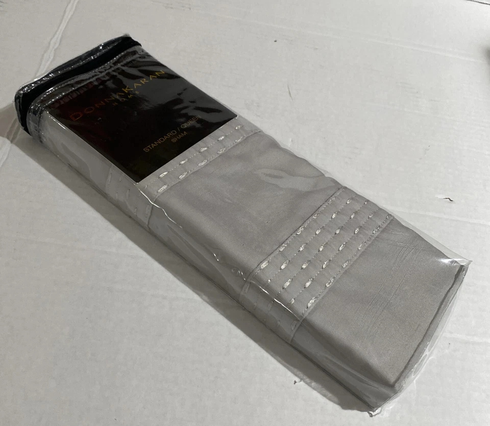 Donna Karan Essential Silky Stripe Collection Platinum STANDARD Sham  20"x30" - Image 4 of 4