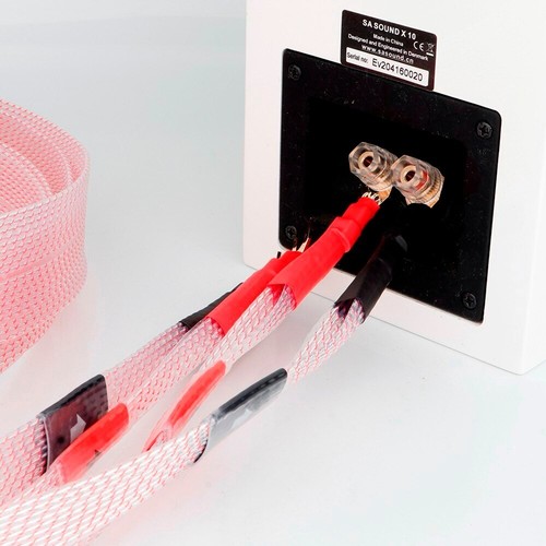 Pair OCC Flat Silver Plated Speaker Cable W/ Banana / Spade Plug for Amplifier - 第 6/26 張圖片