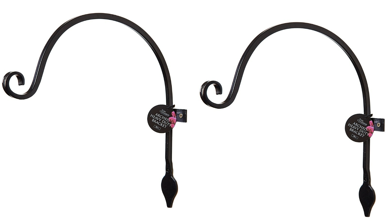 Hanging Basket Hooks Hanger Wall Mounted Brackets Metal Arched Garden 38cm 2Pcs