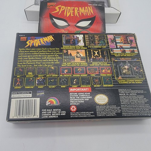 Spider-Man (SNES) Super Nintendo. CIB, manual, insert, box. - Picture 7 of 8
