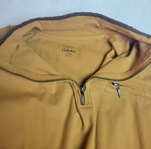 Cabelas Jacke Herren XL gelb Quarter Zip Fleecepullover Sweater ohne Kapuze Mock - Bild 3 von 9