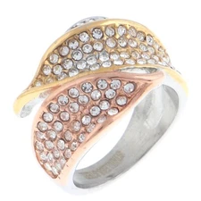 Silver Tone Fashion Stainless Steel Ring With Clear Rhinestone KLS060-MIX8