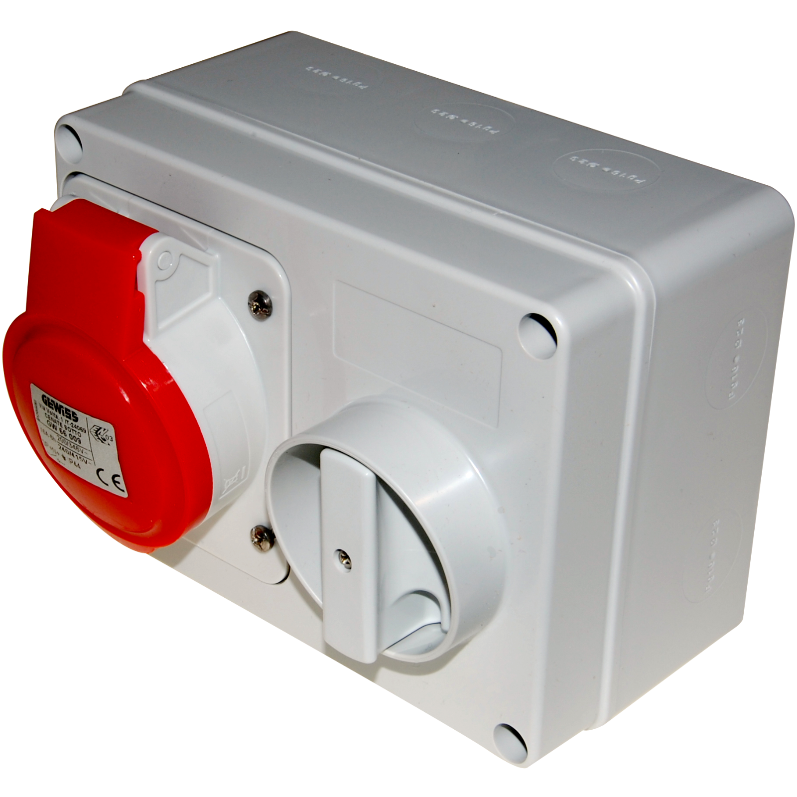 GEWISS Interlocked 16 amp Switched Socket 415V 5 Pin Red  IP44 3P+N+E - GW66009