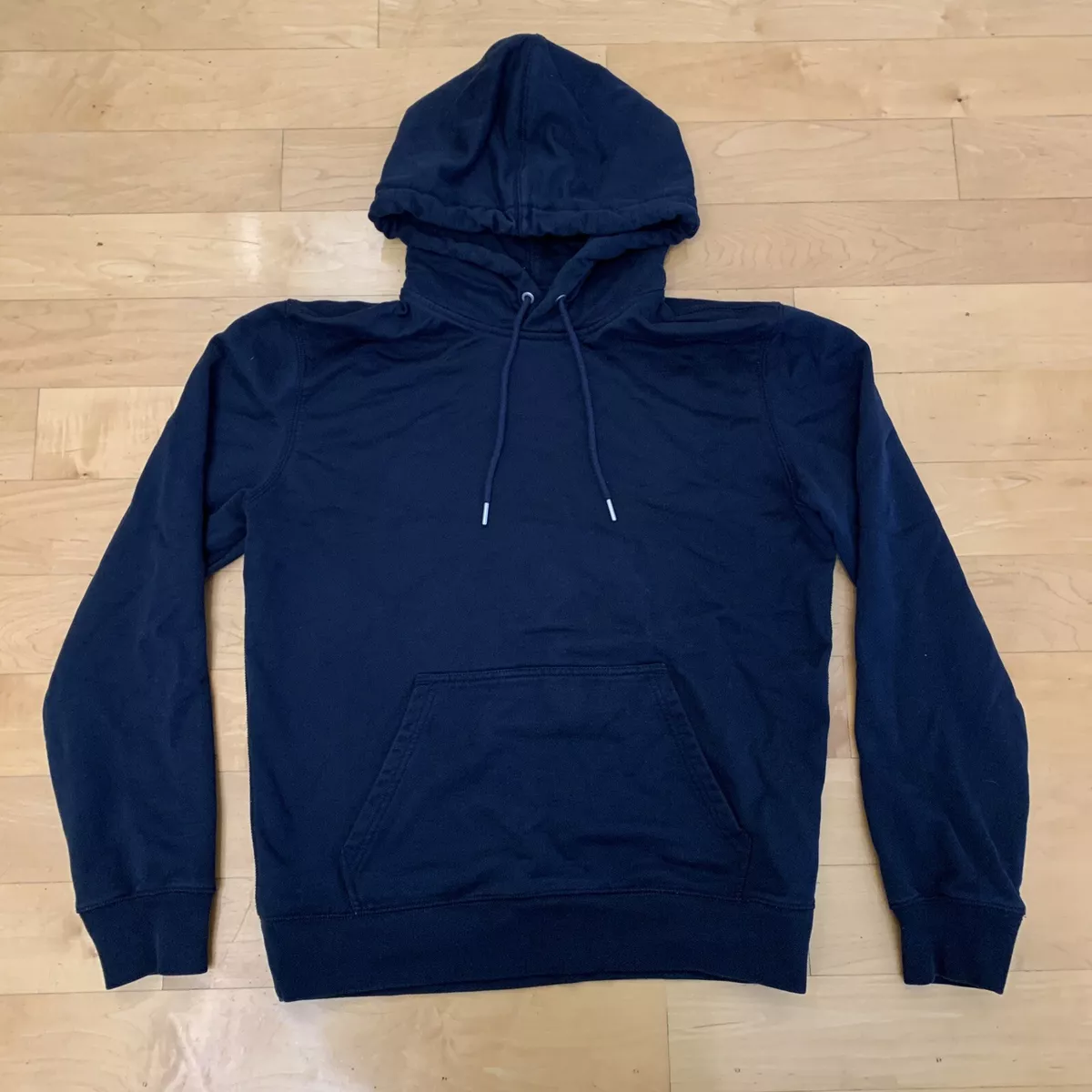 Everlane Uniform French Terry Hoodie Mens S Small Pull Over Sweatshirt Navy Blue