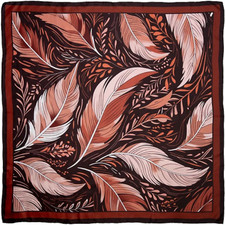 Wyoming Traders Wild Rag Brown Black Feather Print 100 Silk Scarf - 34.5"