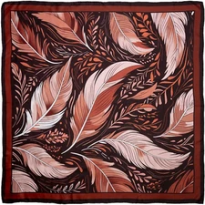 Wyoming Traders Wild Rag Brown Black Feather Print 100% Silk Scarf - 34.5"