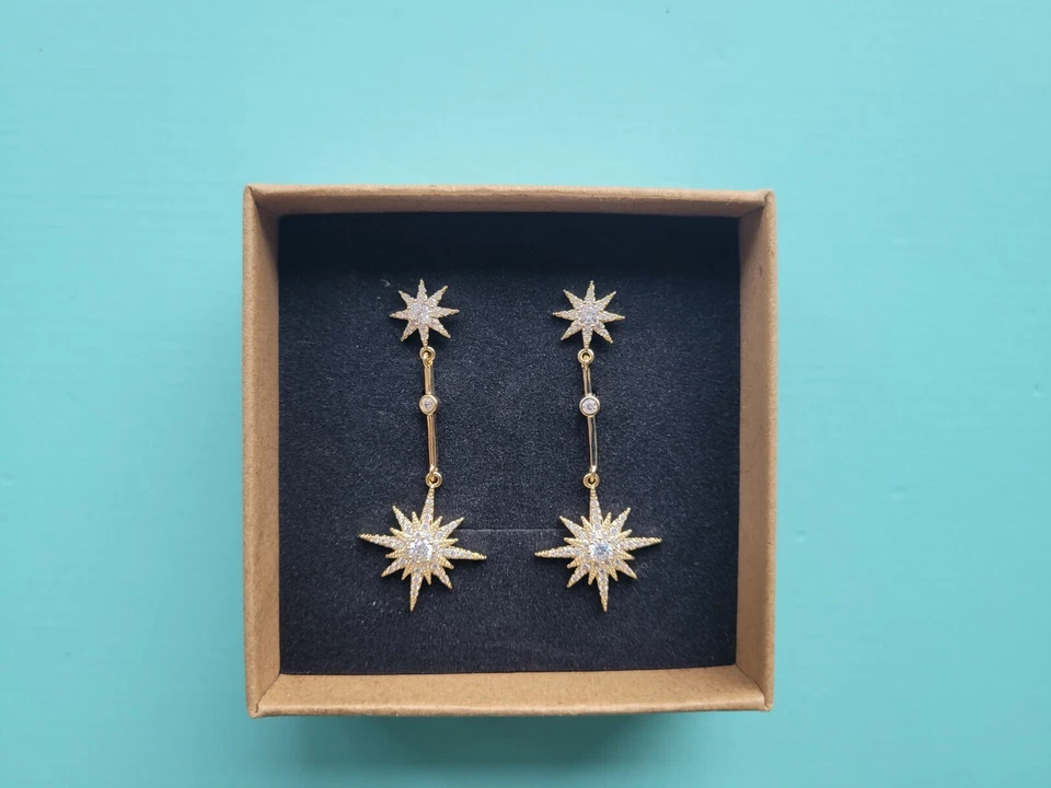 Pendientes Princesa Kate Zar Starburst, Real, Gota, Cuelga, Réplica, Regalo Foto 2 de 4