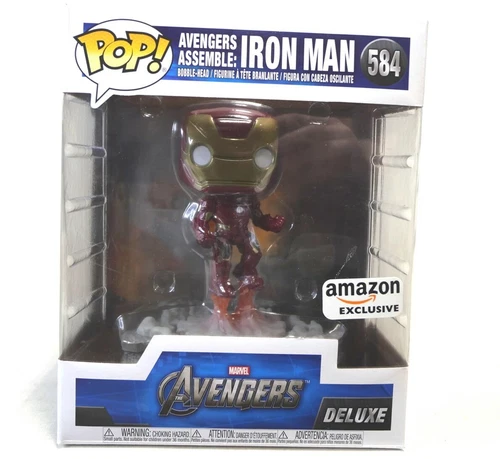 Funko Pop Avengers Assemble Iron Man #584 Amazon Deluxe Vinyl Bobble-Head MIB