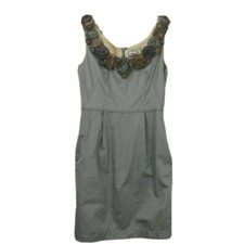Yoana Baraschi Gray Sleeveless Cocktail Dress Evening Flowers Sheath Pockets 2