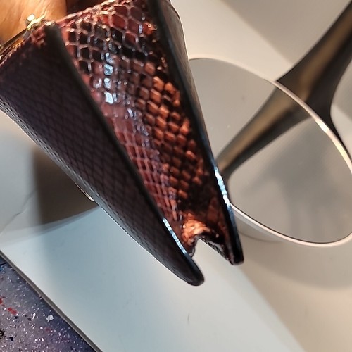 TED BAKER LEATHER SNAKESKIN DESIGN LONG WALLET W/ RINGS FOR CROSSBODY... - Picture 14 of 20