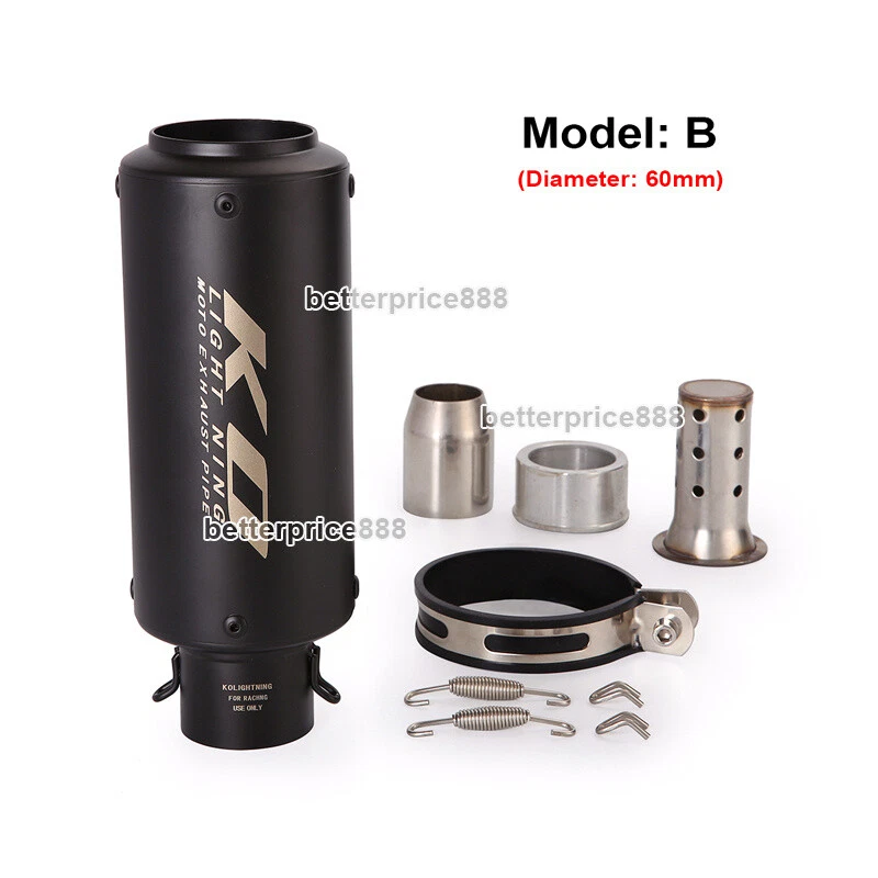 60~51mm Motorcycle Street Bike Exhaust Muffler Pipe Black Silencer Tail Escape - image 3 of 4
