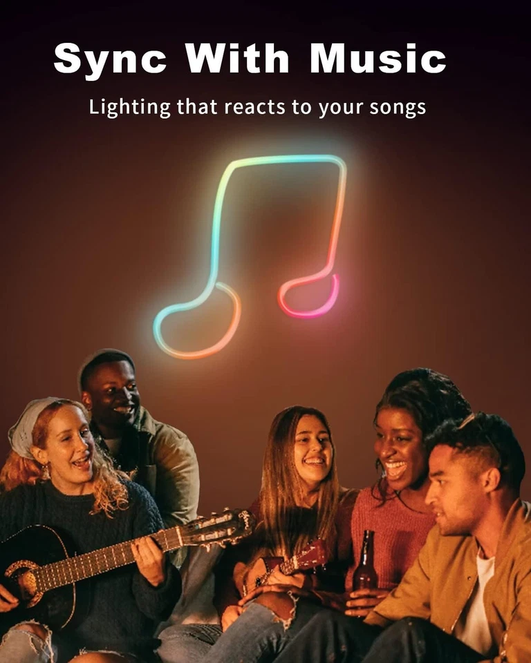 Waterproof Neon Rope Lights RGBIC LED Neon with Music Sync Works With Alexa US - Image 4 of 4