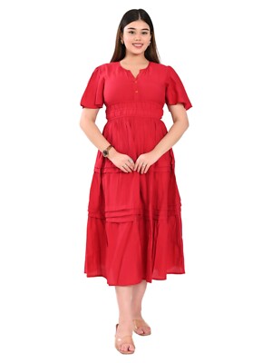 rayon fit and flare dress WOMEN'S FIT AND FLARE VISCOSE RAYON PARTY WEAR DRESS