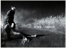 1997 Dolce & Gabbana Print Ad, Man Dragging Horror Woman On Road At Night Dress