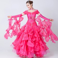 NEW Latin Ballroom Dance Dress Modern Salsa Waltz Standard Long Dress N064