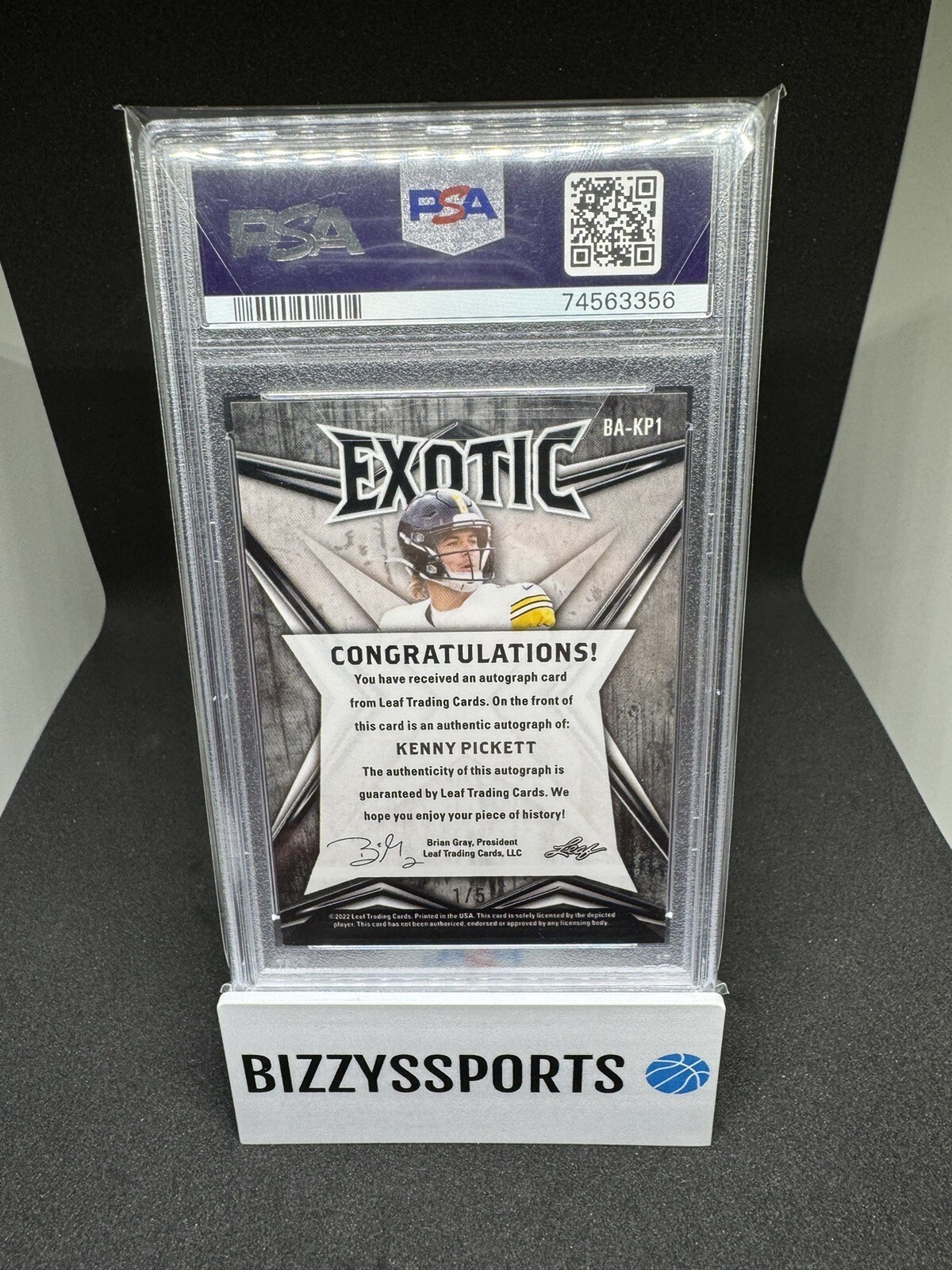 2022 Leaf 1/5 Exotic Kenny Pickett GIRAFFE SSP Prismatic Auto