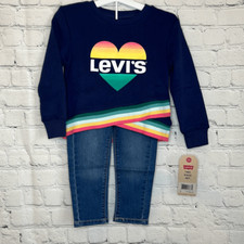 Levi s Kids 2 Piece Jeans Outfit Blue Sweatshirt size 2T NEW