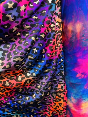 Exotic leopard design metallic tie dye nylon spandex 4-way stretch 58/60  
