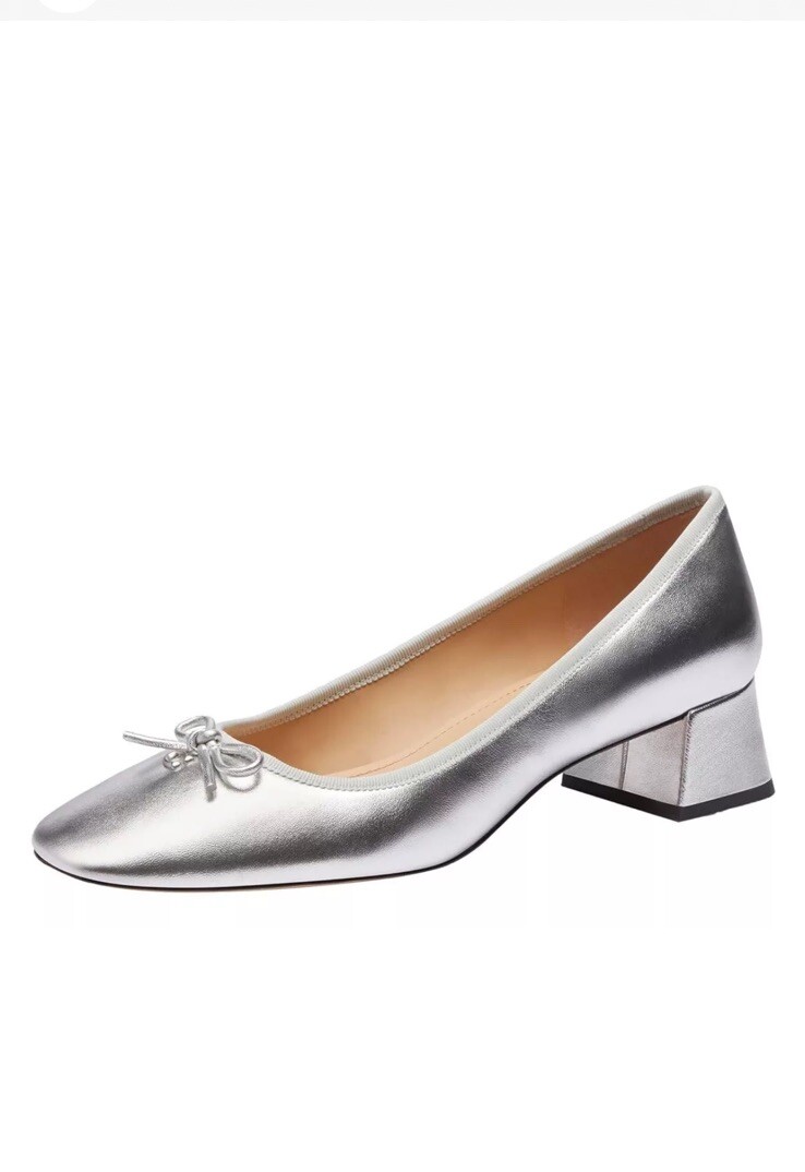 送料追跡込【COACH】Ava Ballet Pump バレエ パンプス シルバー New Coach Women's Ava Metallic Leather Ballet Pump Silver 7
