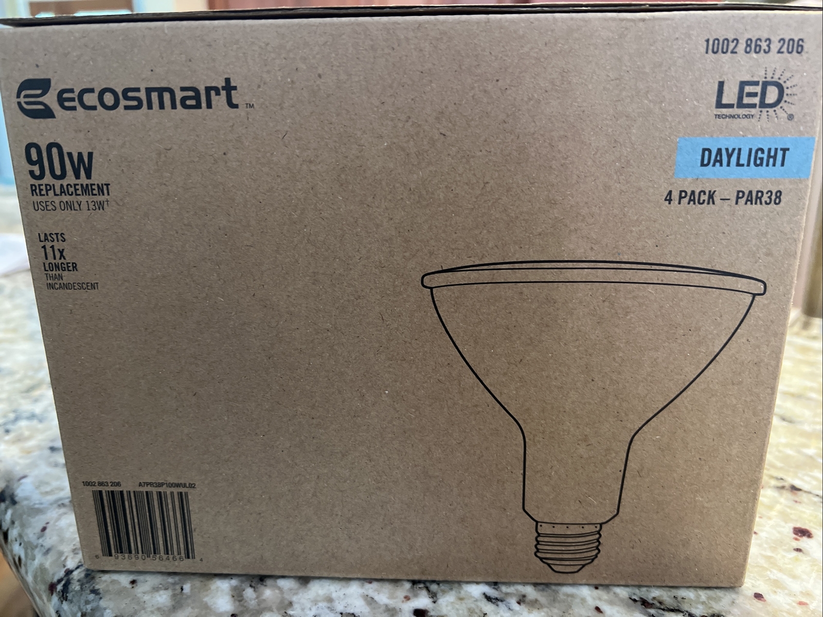 EcoSmart Flood LED Light Bulb 90 Watt Equivalent PAR38 Indoor Outdoor 4 Pack Set