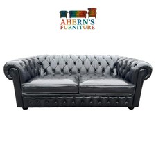 Large Midnight Blue Leather Chesterfield sofa 2 Seater (2) FREE DELIVERY