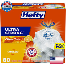 Hefty Ultra Strong 13 GAL Tall Kitchen Trash Bags Citrus Twist Scent 80CT