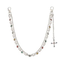 Alloy Bag Chain Strap Flower Pearl Purse Chains Extender Charm Silver
