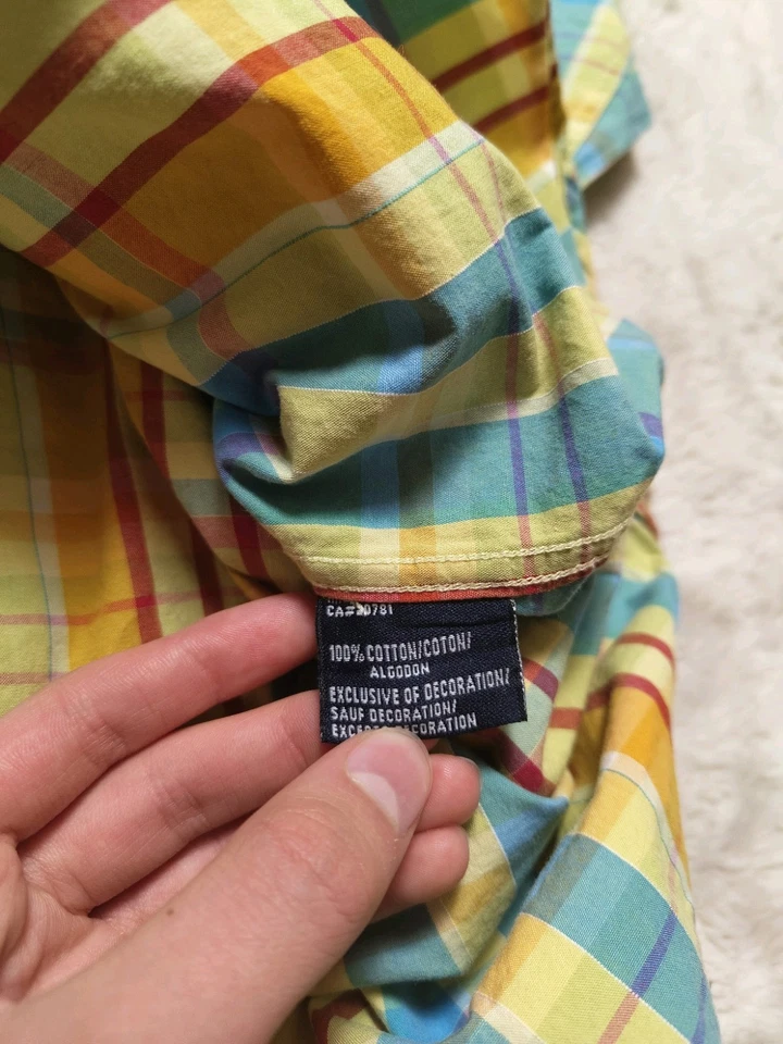 Vintage Tommy Hilfiger Mens Multicolor Plaid Long Sleeve Button Down Shirt, S - Bild 4 von 4