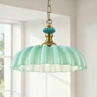 Vintage Flower Green Milk Glass Pendant Lights Kitchen Island Modern Farmhouse