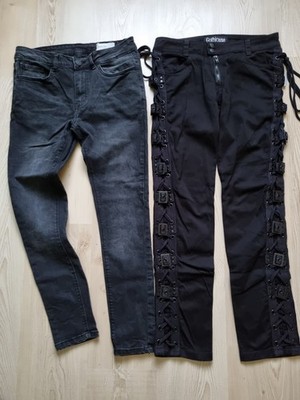 Gothicana By EMP Damen Hose/Jeans mit Schnürung und Schnallen Schwarz Gr 30/32