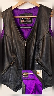 City Of London Soft Leather Black Motorcycle Waistcoat W XXL Biker Chick Rider