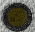 Mexico 2 Pesos Bi-Metallic Coin KM#488 Estados Unidos Mexicanos — photo 1