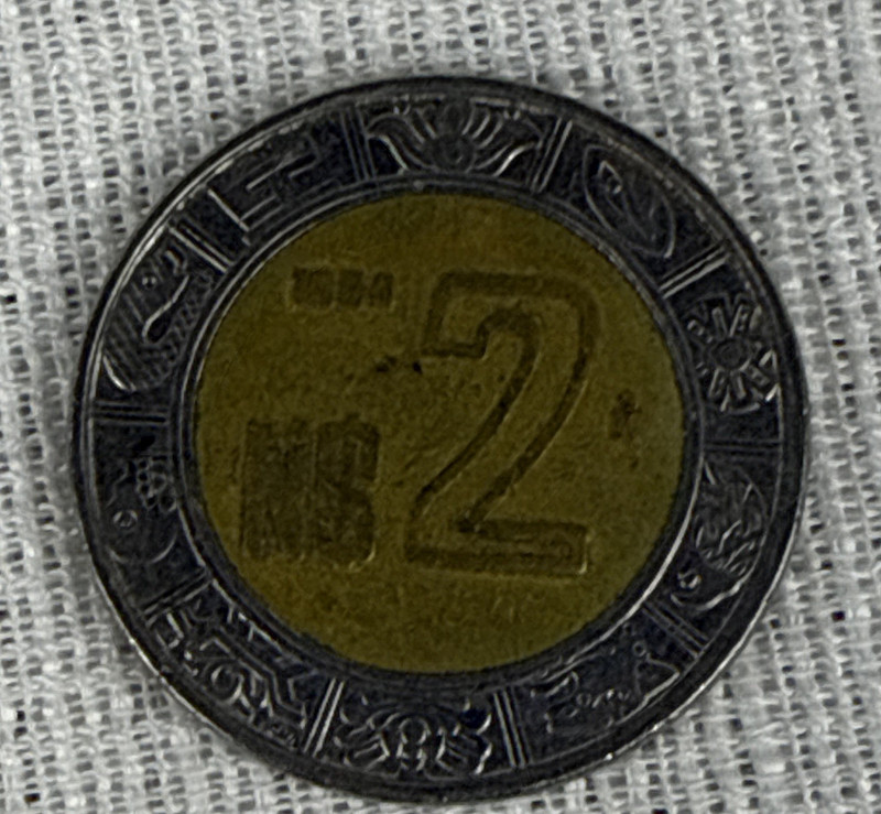 Mexico 2 Pesos Bi-Metallic Coin KM#488 Estados Unidos Mexicanos