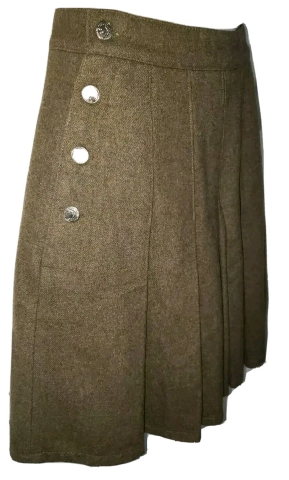 De Colección Goldie Culotte Y2K Skort Retro Plisado Mezcla Lana Abotonada Marrón Talla 2 Foto 3 de 4