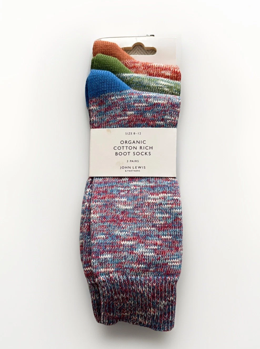 John Lewis Men Organic Cotton rich Socks multipack/ set. Size UK 8-12