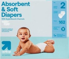 Baby Diapers Size-2 Giant Box 162 Count UP&UP 0.38 per diaper