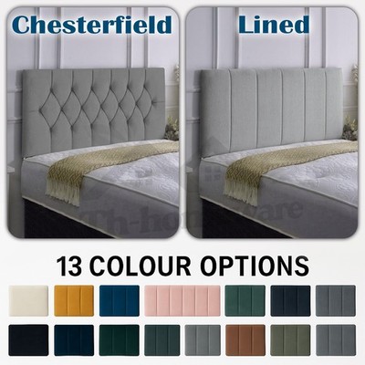 Plüsch Samt Kopfteil gefüttert & Chesterfield gepolstert gepolstert Bett Panel 20'' UK