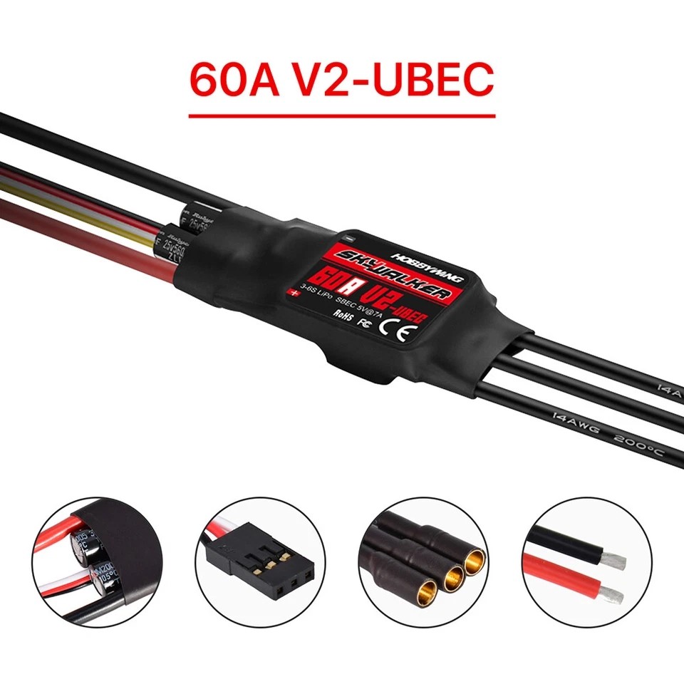 Hobbywing Skywalker 15A 20A 30A 40A 50A 60A 80A 100 120amp ESC 2-6s w/BEC